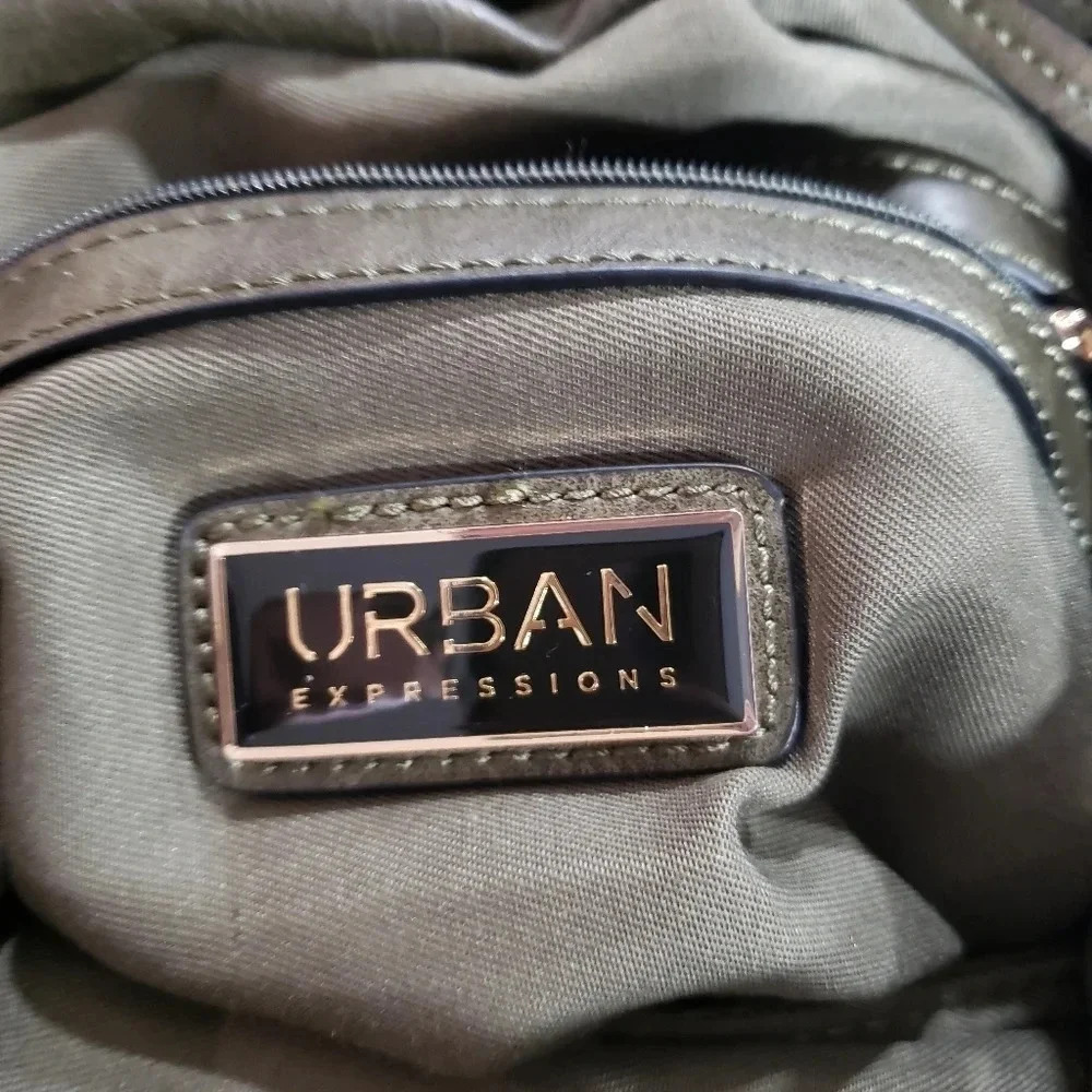 (4)Urban Expressions Green Vegan Leather Backpack - Picture 5 of 7